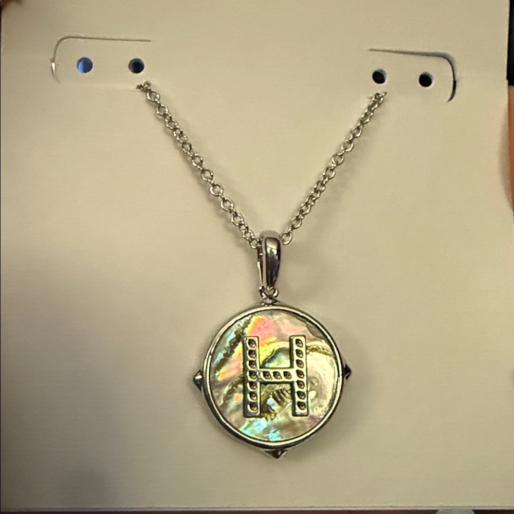 🩶Kendra Scott Silver & Mother of Pearl Reversible Initial Necklaces🩶 - Picture 9 of 14